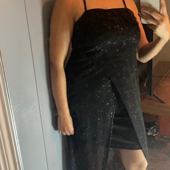 High Low Black Sparkle Dress - Picture 3 of 4